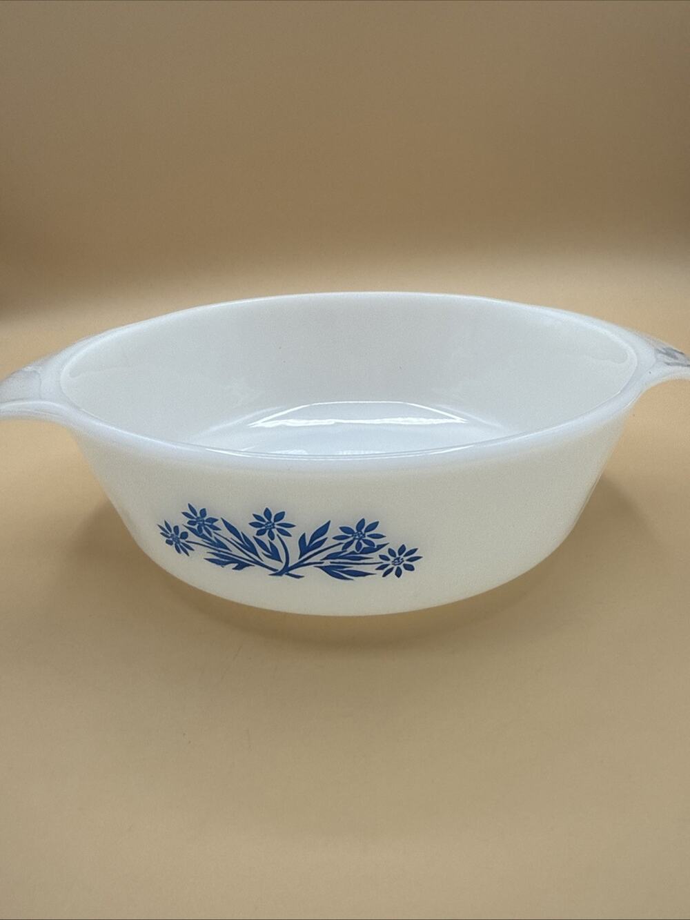 VTG Fire King Anchor Hocking Blue Corn Flower 1 QT Milk Glass Casserole -#436